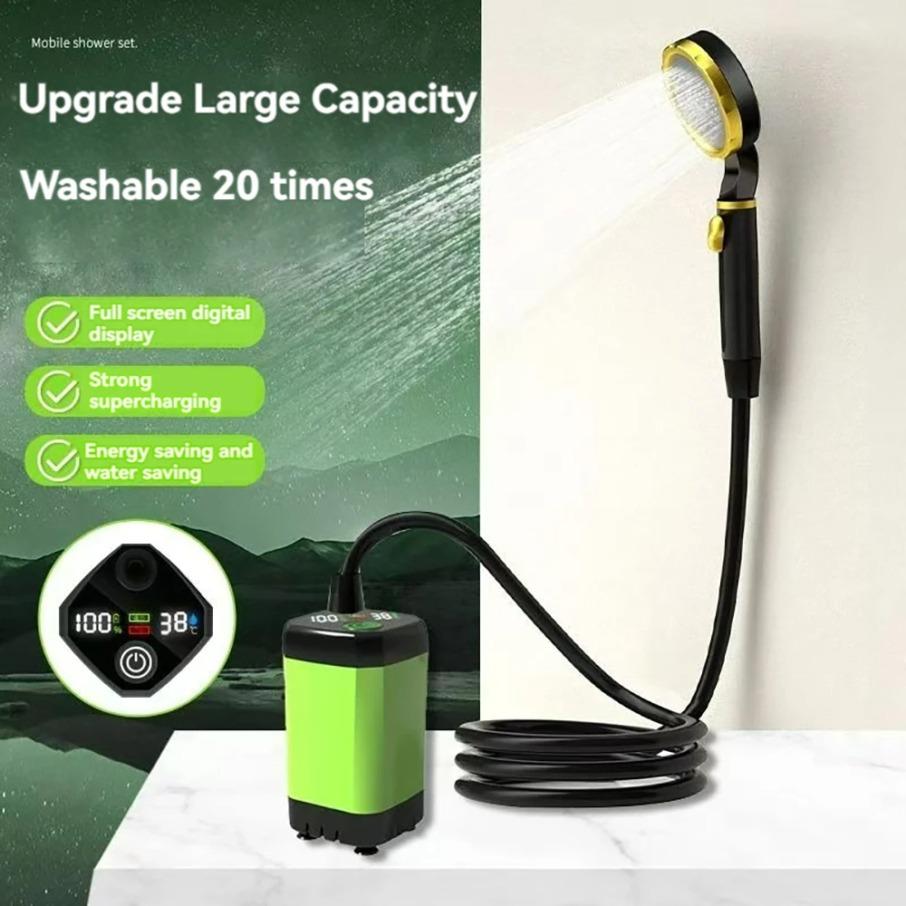 2025 New Mobile Shower With Pump 2 Gear Speed Cordless Rechargeable Shower Head for Outdoor Camping Tourist Country House Garden