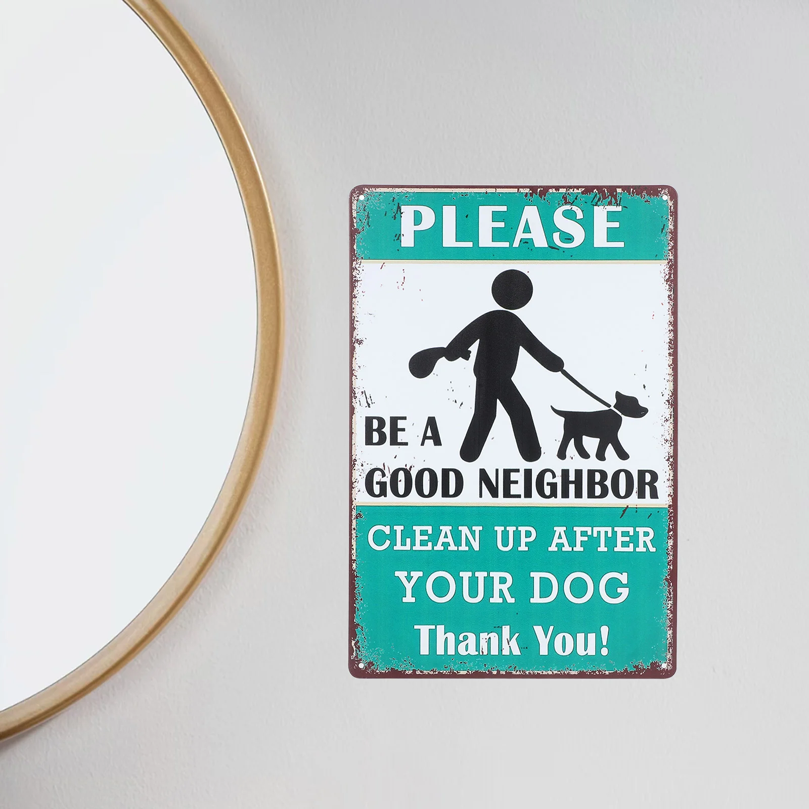 Retro Warning Sign Dog Waste Lawn Poop for Outdoors Clean up after Your Pet Park Signage