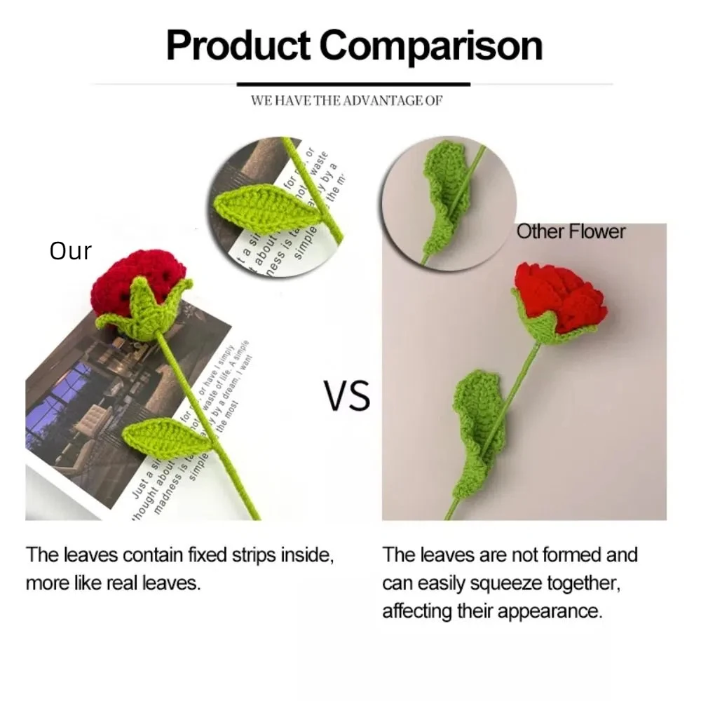 Ramo de flores falsas trenzadas con degradado tejido de rosas, ramo de flores hecho a mano, decoración de ramo de ganchillo, regalos de vacaciones