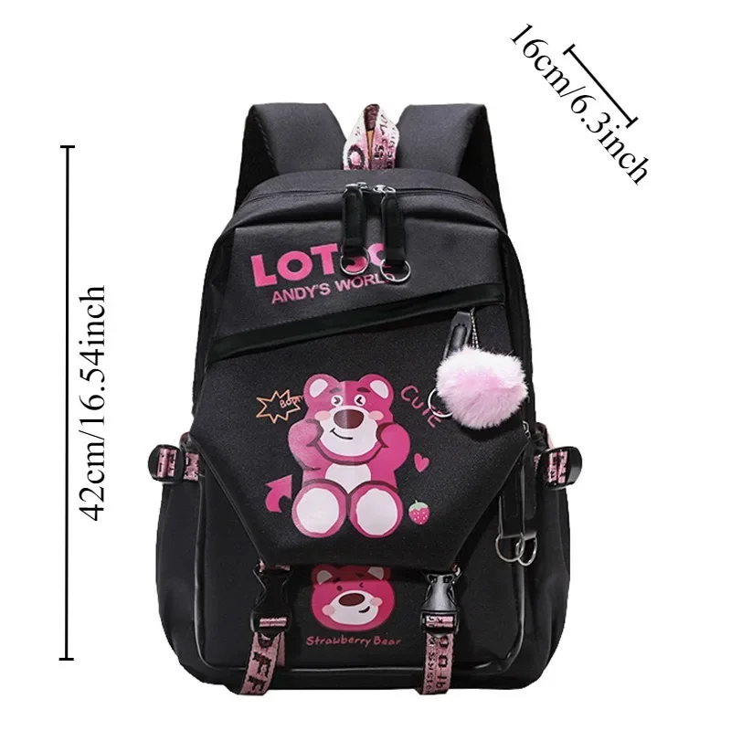 Disney Strawberry Bear Cartoon Schoolbag Casual Fashion Cartoon Backpack Large Capacity Schoolbag Children Kid Student College