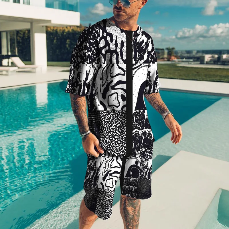 

Fashionable 3D Printed Loose Men's Suit Casual Short Sleeve Shirt Youthful Spring Summer Wear Comfortable Fit Flat Iron Not R...