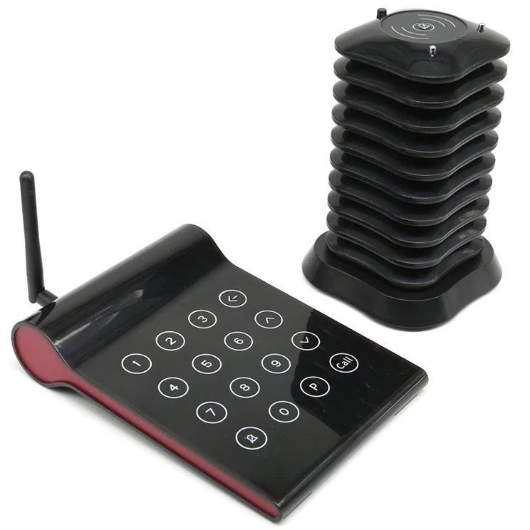 Wireless Restaurant Pager System Coaster Beepers Wireless Calling Paging System Black Buzzers for Cafe Food Court