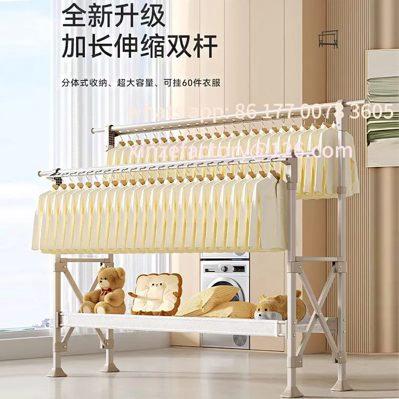 

Customizable Balcony Drying Rack Floor to Floor Folding Indoor Household Lifting Drying Rod Telescopic Rod No Punching