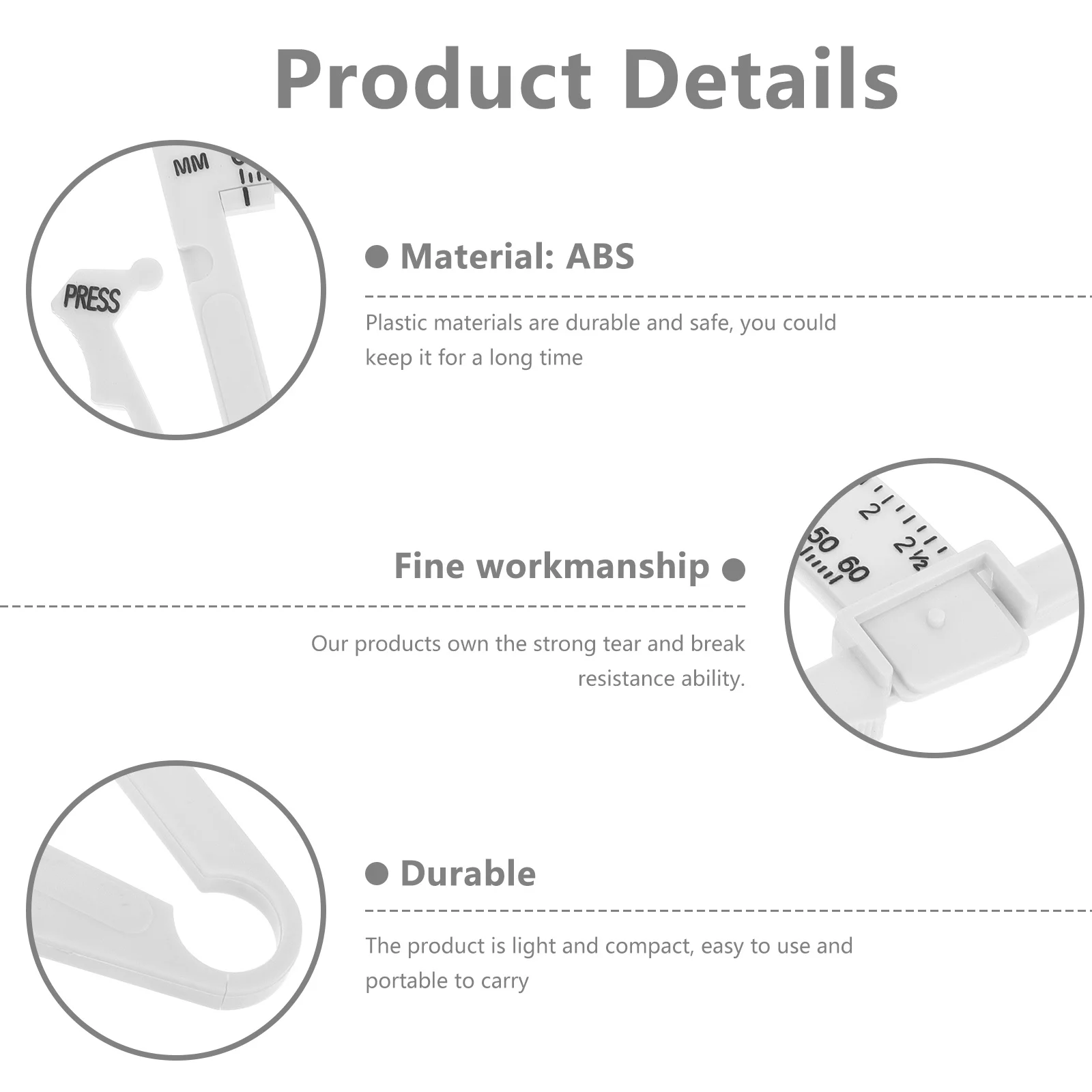 2 Stück Handheld Skinfold Caliper Tester Langlebiges Kunststoff-Messgerät für Männer Frauen Tragbares leichtes