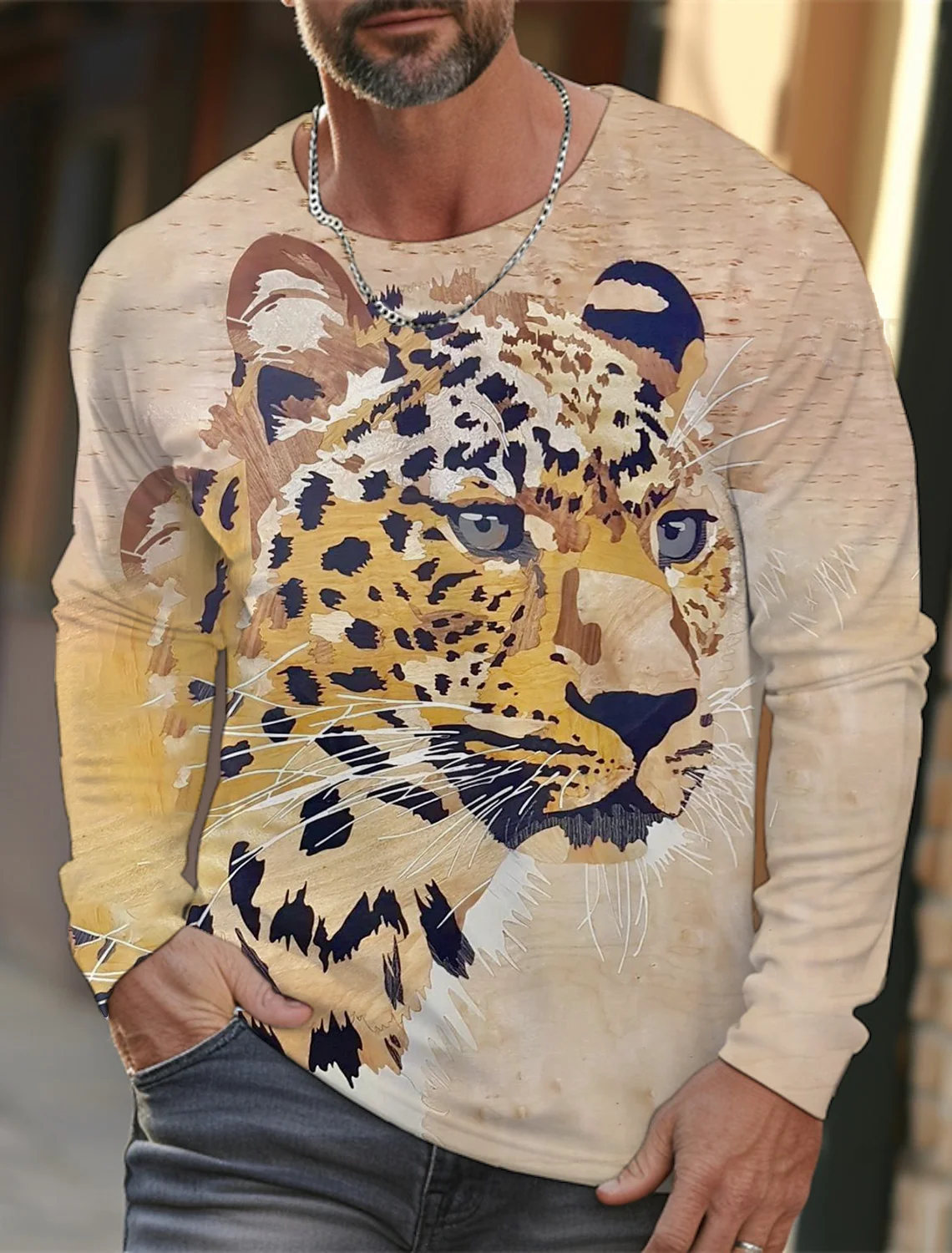 

Мужская футболка с длинным рукавом и 3D-принтом, с круглым вырезом