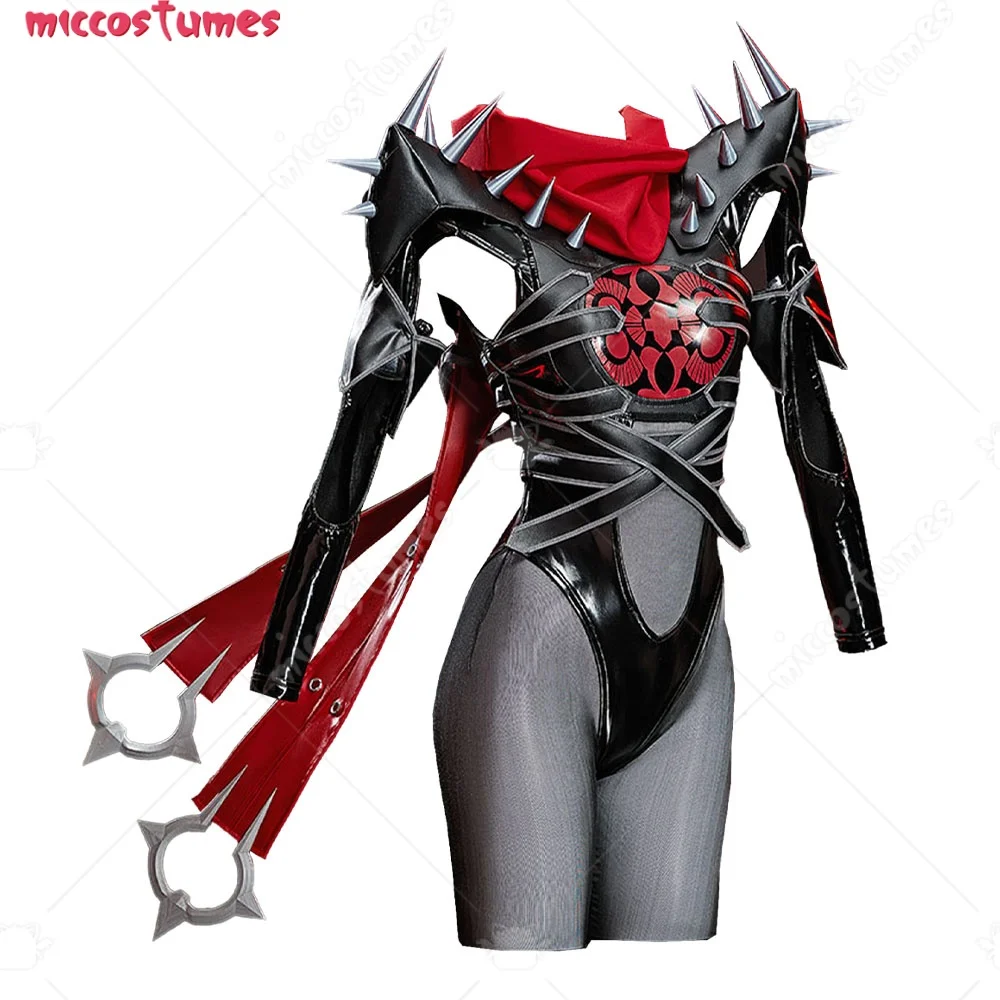 【Ready for Ship】Miccostumes Women's Rival Girl Sue Storm MALICE Skin Cosplay Costume Black Red Bodysuit Full Set for Halloween