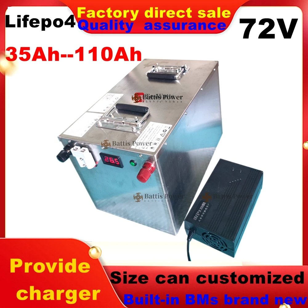 72V 35Ah Lithium Battery 40Ah 50Ah 60Ah 70Ah 80Ah 100Ah 110Ah Lifepo4 for Trolling Motor Hybrids Motorcycles Golf Cart Robot