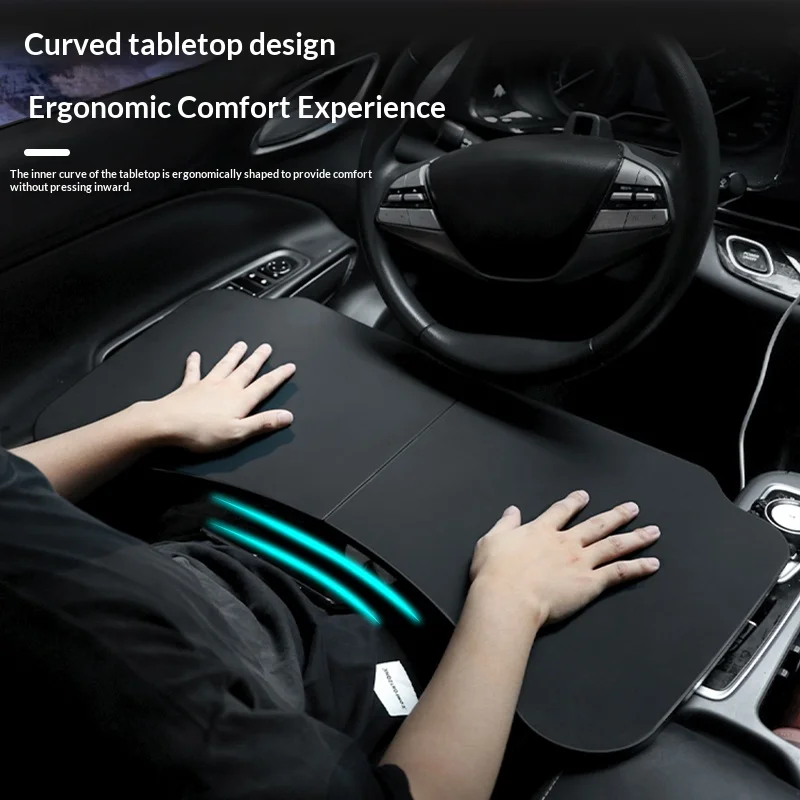 Portable Foldable Auto Desk Scratch Resistant Leather Car Table For Laptop Food Holder Road Trip Accessory