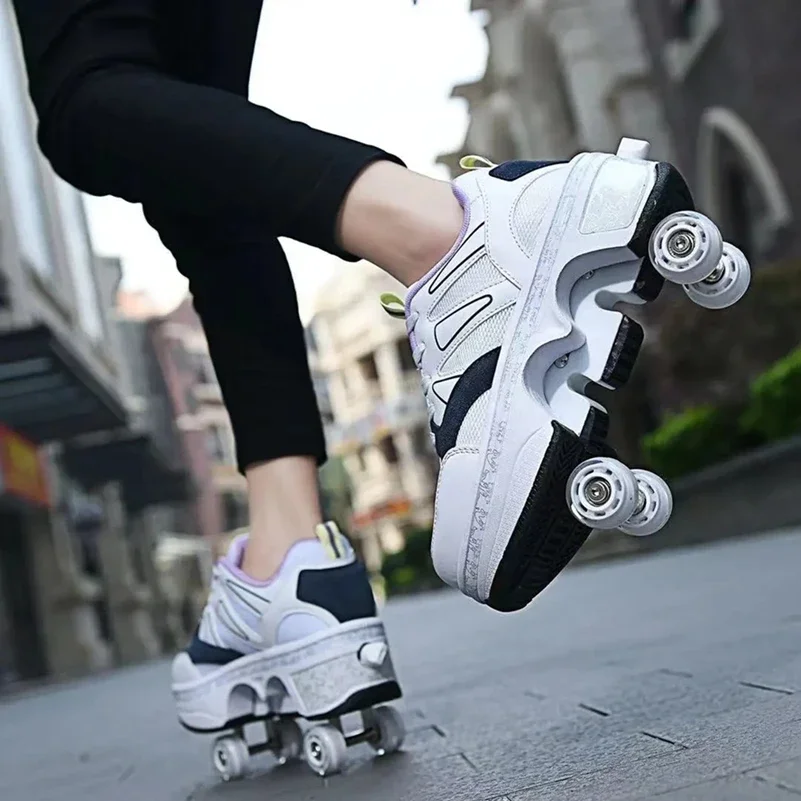 

Deformation Roller Skates Shoes Four Wheels Parkour Sports Roller Shoes Children Girls Boys Roller Skates Unisex Sneakers