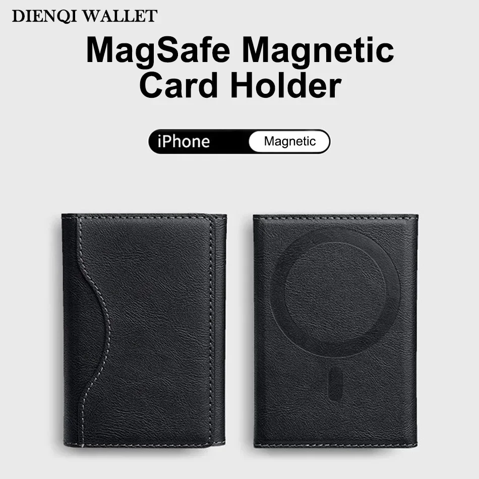 Portafoglio magnetico a tre ante per telefono Borsa per carte in pelle PU Portafoglio porta carte Magsafe per Apple IPhone 16 15 12 13 14 Pro Max Plus Mini