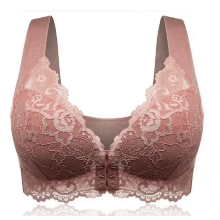 

2024 New No Rims Front Buckle Large Sexy Lace Lingeries Women Bras Vest Comfortable Sleep Plus Size L 8XL Lady's Underwear