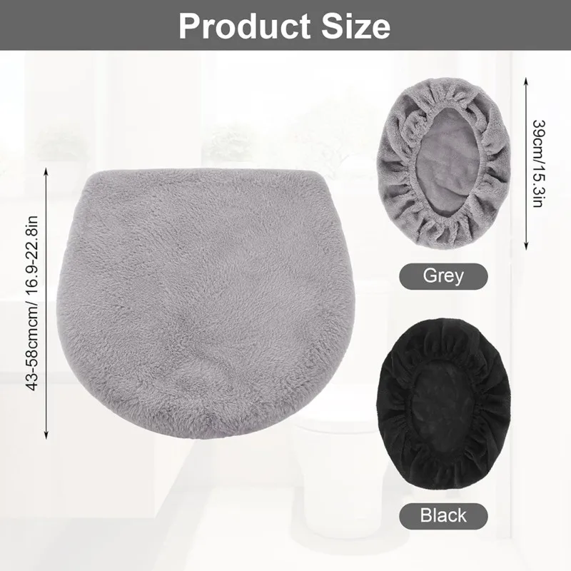 PORK-Soft Polyester For Home Toilet Seat Dust Cover-2Pcs Lid Cover Set