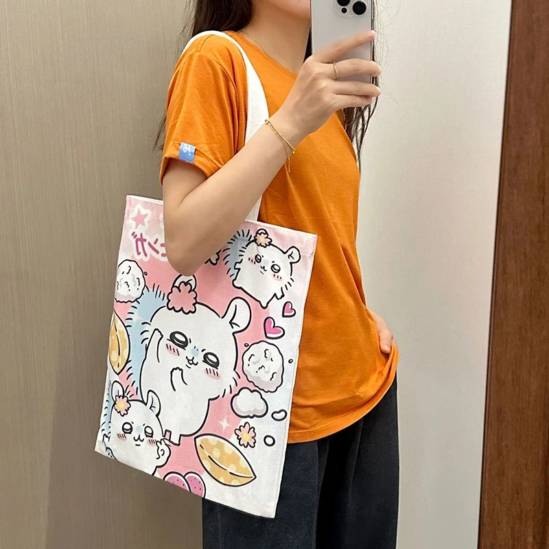 Chiikawa Canvas Bag Kawaii Anime Cute Hachiware Usagi Student Outdoor Cartoon Cosmetics Handbag Book Storage Bag Toy Girls Gifts