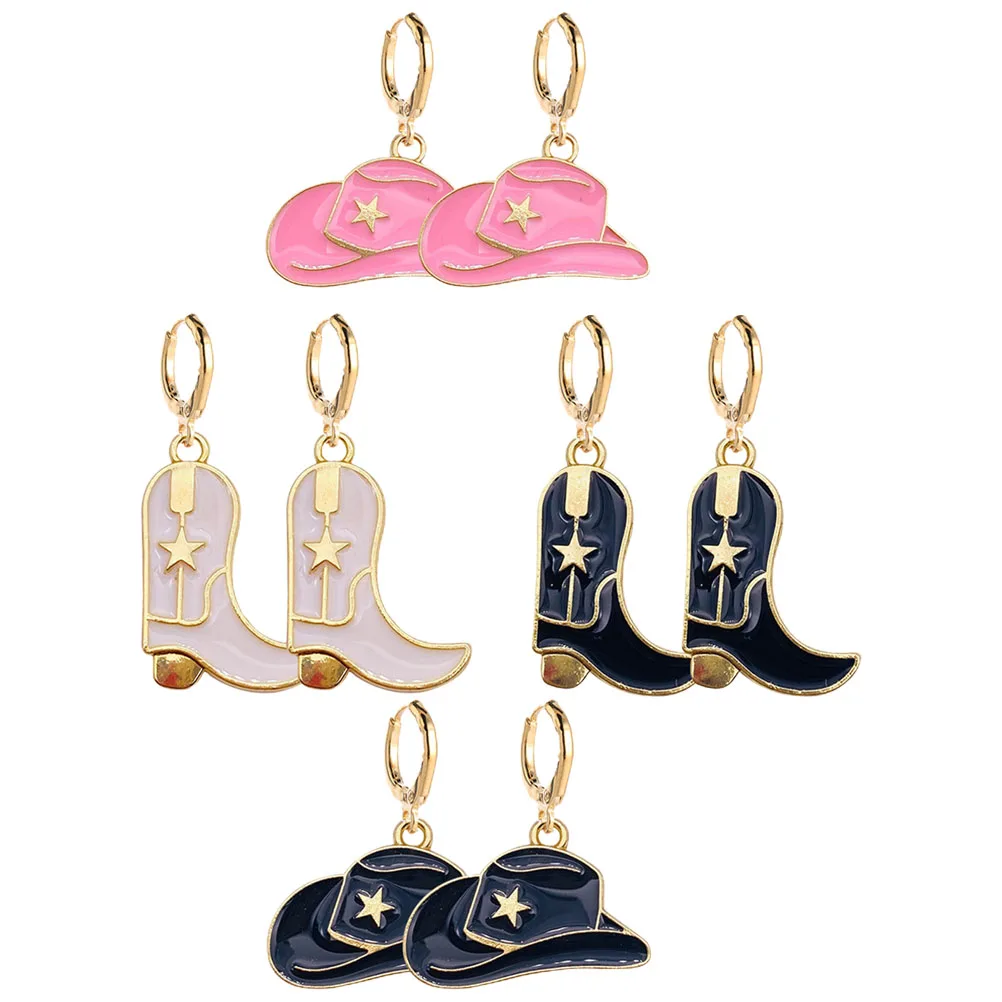 

1 set Cowboy Boot Vintage Dangle for Women Fashion Cowboy Hat Dangle Earrings Jewelry Set JE0937D A Lightweight