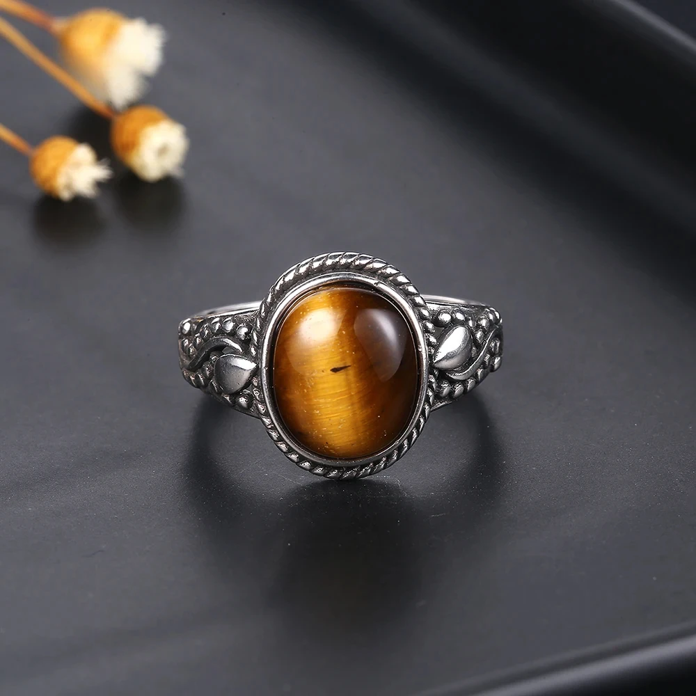 

New Fashion 925 Silver Oval High Quality Natural Tiger Eye Rings for Men Women Gifts Trendy Jewelry Wholesale Dropshipping