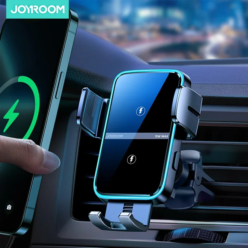 

Joyroom Dual Coil Car Phone Holder Automatic Fast Wireless Charger For Car 15W Phone Holder Car Mount For iPhone Foldable Galaxy