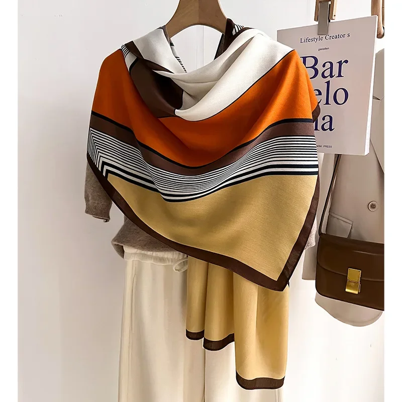 Luxury Brand Scarf Wool Cotton Shawl Lady Wrap Large Pashmina Hijab Headband Scarves Autumn Winter Bufanda Foulard Beach Stoles