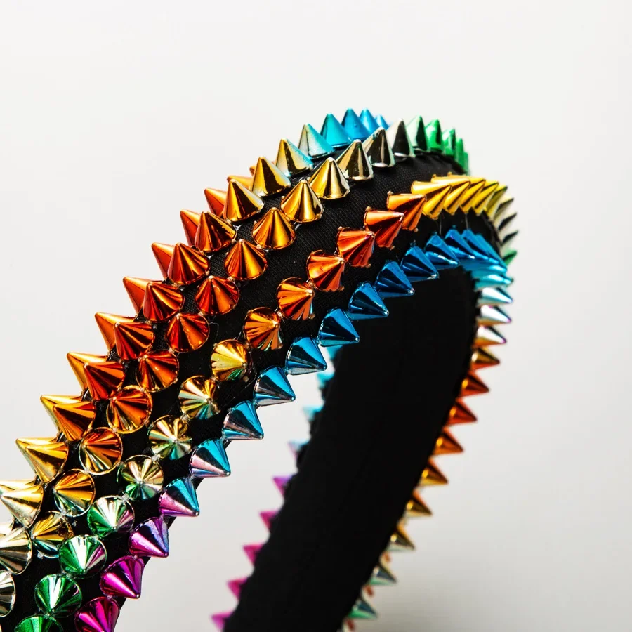 European and American Fashion Sponge Rivet Hairband Female Exaggerated Baroque Colorful Headband