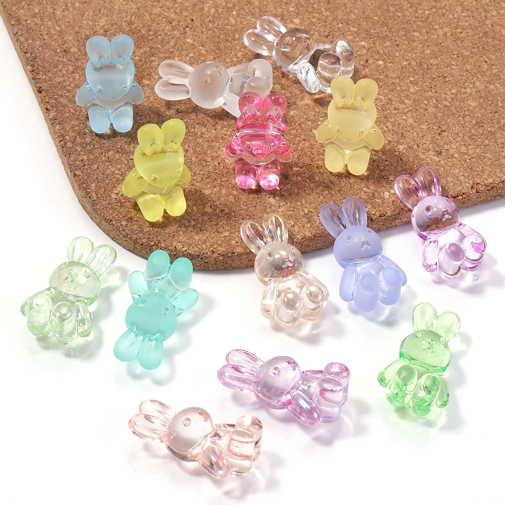 30pcs/lot Acrylic Cartoon Rabbit Beads 24x14mm Colorful Acrylic Charms Beads Loose Spacer Bead For DIY Jewelry Making Bracelet image 4