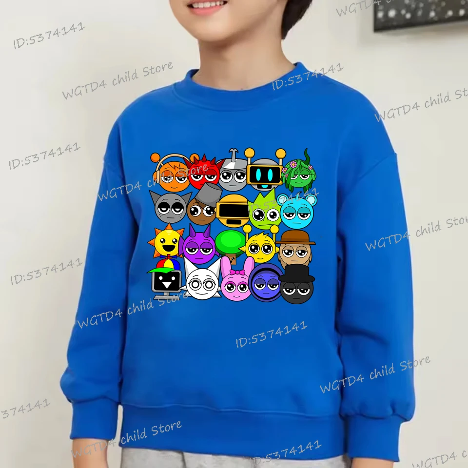 Neues Sprunki Sweatshirt Kinder Lustiges Incredibox Spiel Y2K Sudadera Jungen Mädchen Cartoon Sprunki Figurendruck Anime Kapuzenpullover