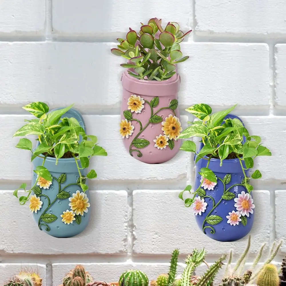 

Durable Cartoon Slippers Flower Pot Funny Handmade Flower Holder Resin Crafts Waterproof Shoes Flowerpot Garden Office