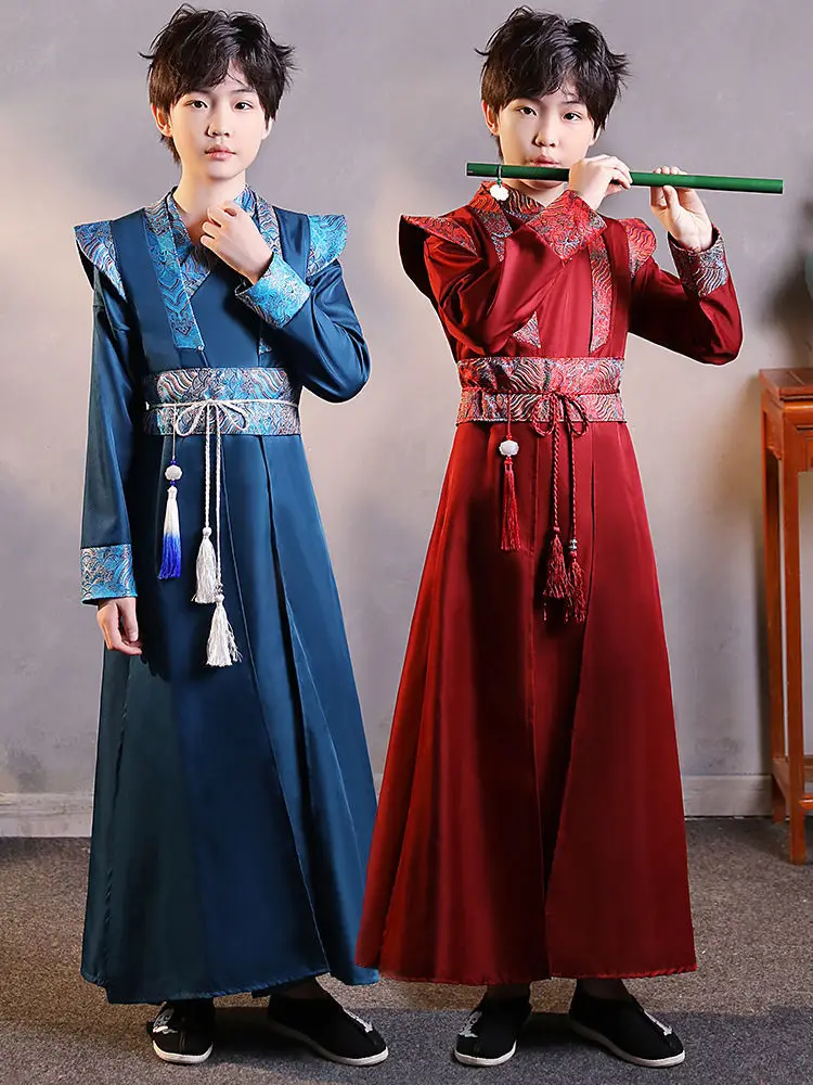 زي هان للأطفال لمهرجان منتصف الخريف للأولاد على الطراز الصيني زي المدرسة الصينية القديمة هانفو القديم