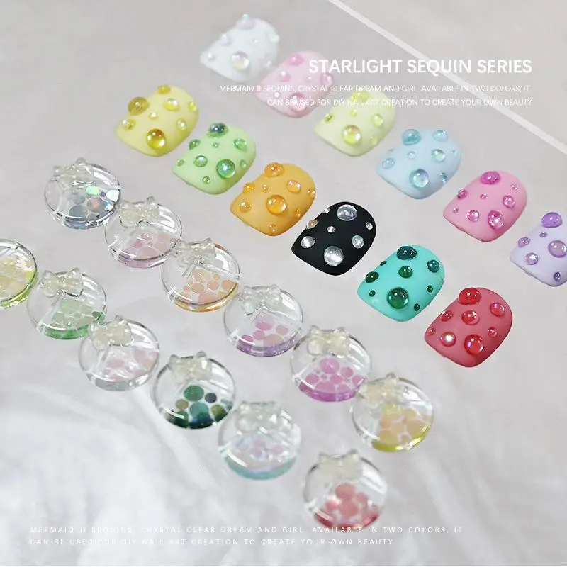 

1 Box Mini Dots Circle Sequins Flatback Rhinestone Holographic Neon Glitter Cute Shape For Nail Gems DIY Nail Art Decoration DIY