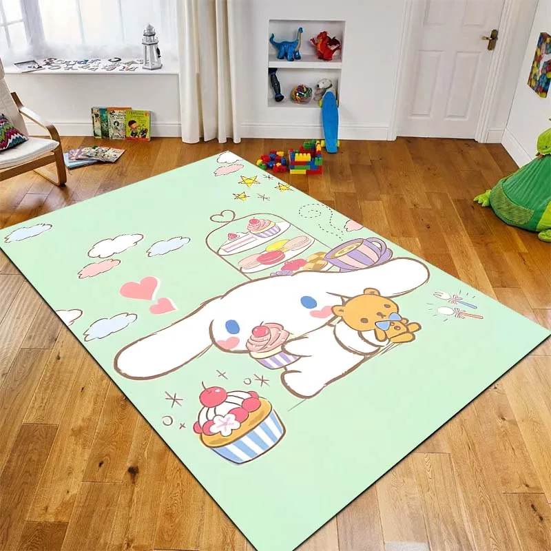 Kawaii Cinnamoroll Sanrio Printing Carpet for Living Room Bedroom Kid's Room Home Decor Pink Room Decor Area Rug Sofa Paly Mat