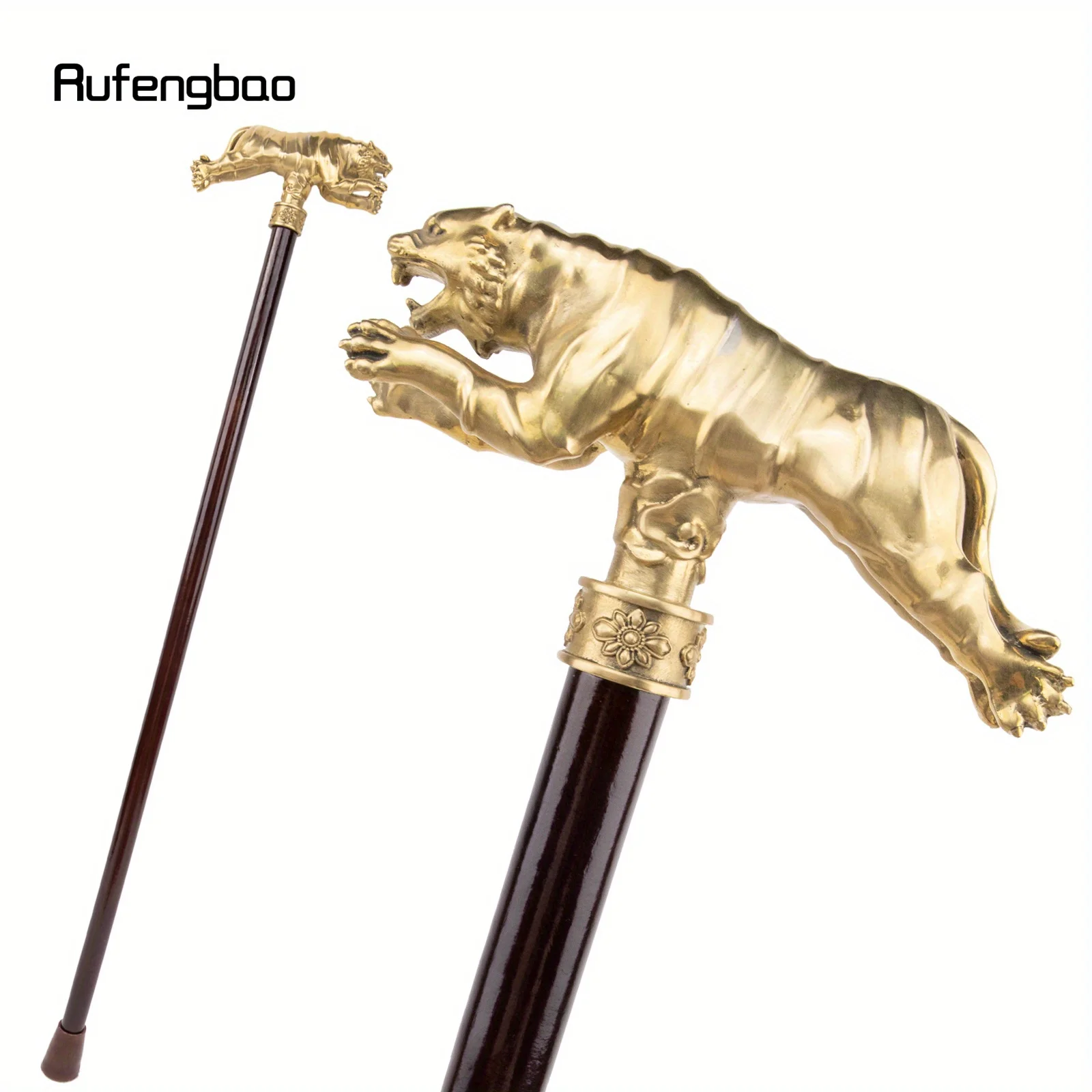 Golden Copper Tiger Single Joint Fashion   Stick Decorative Cane For Halloween For Cosplay And Parties, For Cosplay & Party