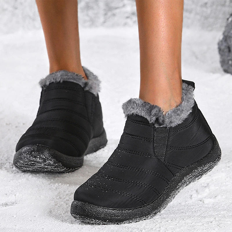 Winter Waterproof Women Flats Warm Fur Shoes Footwear Women's Shoes Walking Moccasin Woman Casual Shoes Woman Zapatos De Mujer