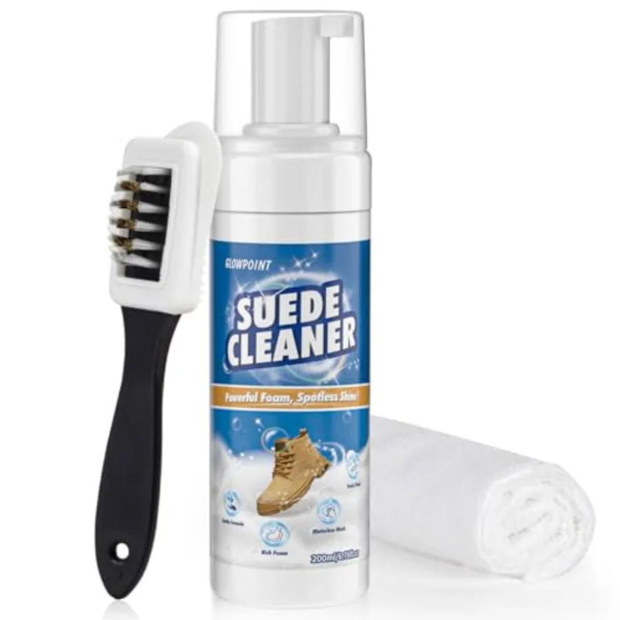 

Suede Shoes Cleaner Suede and Nubuck Cleaner with Brush and Towel Foam Shoe Cleaner Removes Dirt and Stain for Knit Boots Train