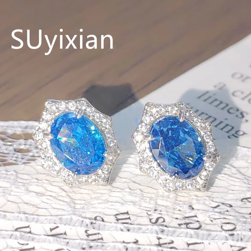 925 Sterling Silver Zircon Earrings. Exquisite Ice-flower Cuts, Decorative Scalloped Border. Chic, Refined Daily Wear Accessory.
