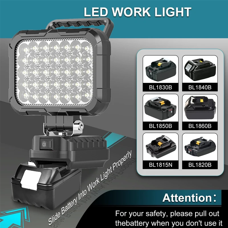 5 inch Cordless Work Lamp For Makita 18V Battery light LED Lantern Job site Lights Camping Flashlight Emergency Lighting