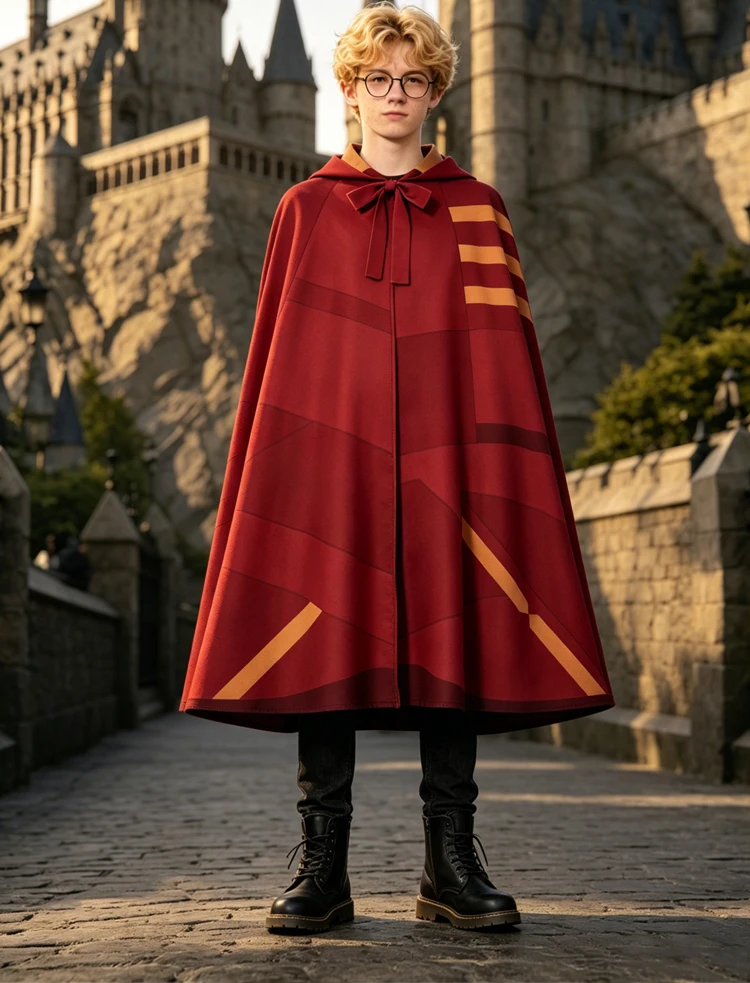 Disfraz de Cosplay de Quidditch de Gryffindor de Potter, Capa con Capucha Roja Nueva 2026 para Hombres y Mujeres, Disfraz para Halloween, Carnaval y Fiestas