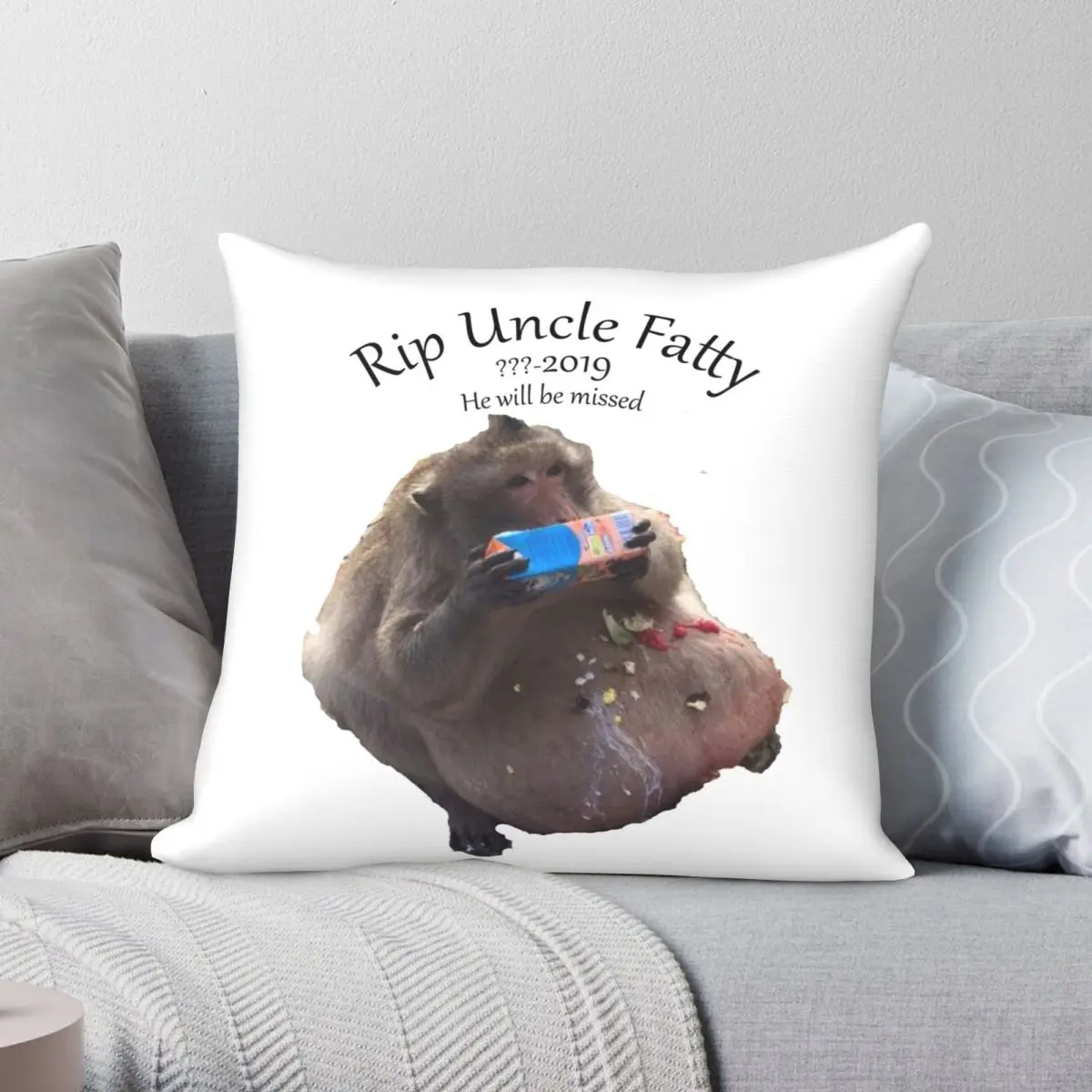 Rip Uncle Fatty Pillowcase Polyester Linen Velvet Creative Zip Decor Pillow Case Car Cushion Case