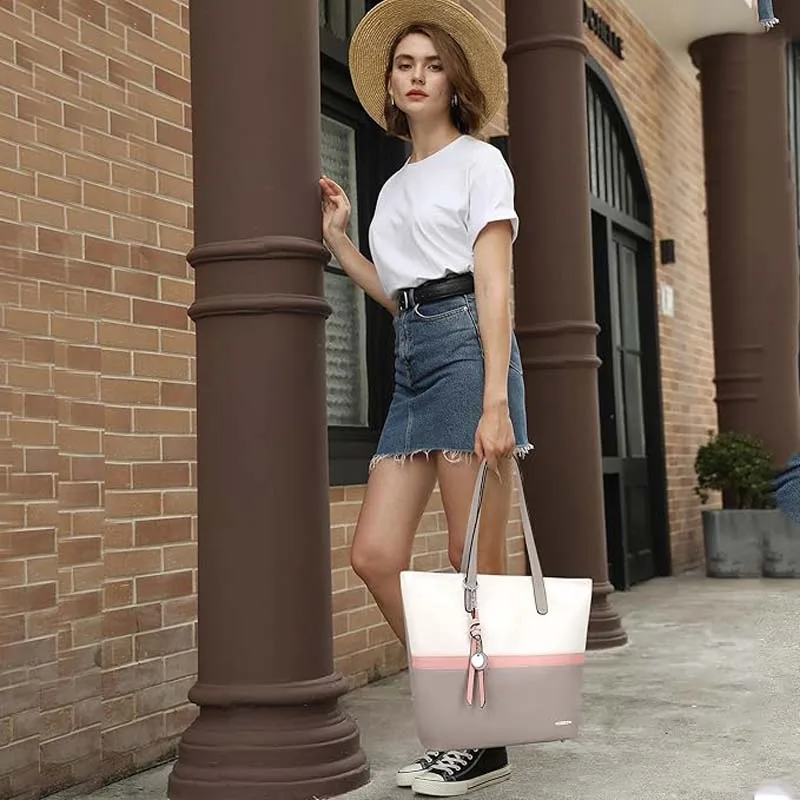 

New Women's Shopper Handbag Large Ladies Shoulder Bag Combination with Multiple Inner Pocketsder Bag for Office School Shopping