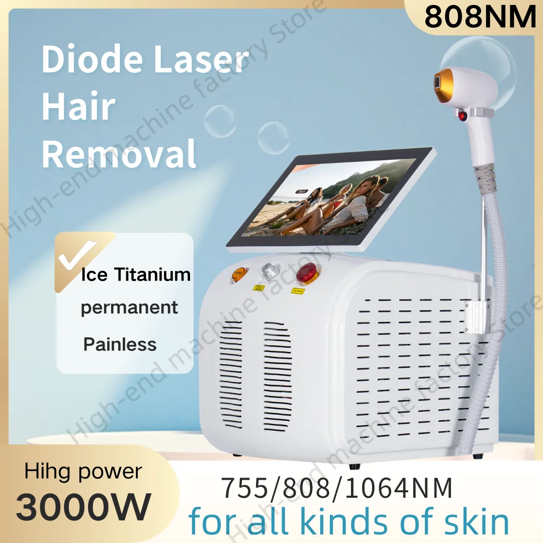 Professional Ice Titanium 808nm Diode Laser Hair Removal Machine 3 wavelengths Alexandrit Laser Painless Permanent Hair Removal