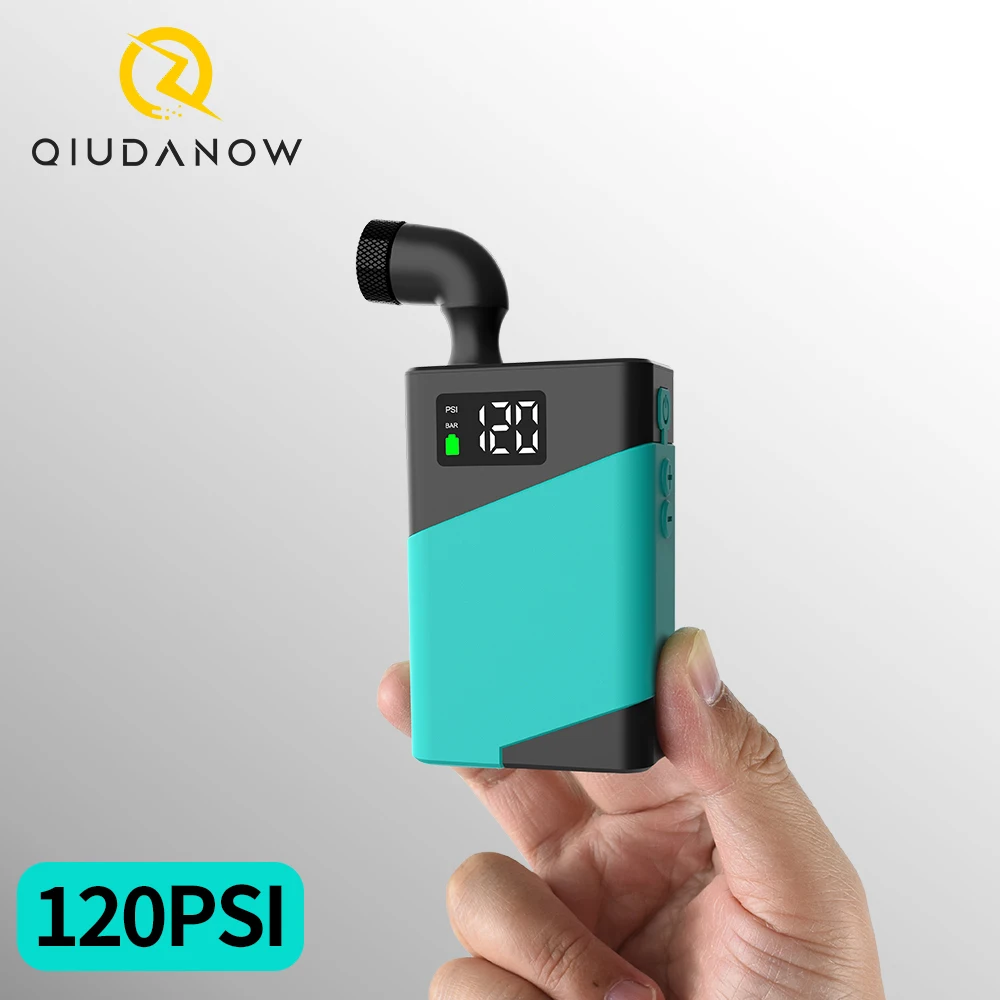 

Электрический воздушный насос QIUDANOW, 120PSI, бесщеточный моторный велосипедный насос с цифровым экраном, подходит для клапанов Presta/Schrader/Clik/Dunlop