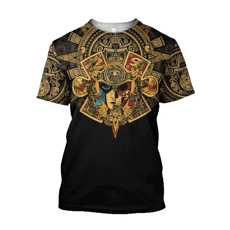 Fashion Trend Mexican Aztec Quetzon T Shirt For Men Classic Retro Casual Streetwear T-shirt 3D Printed O-neck Oversized Tee Top