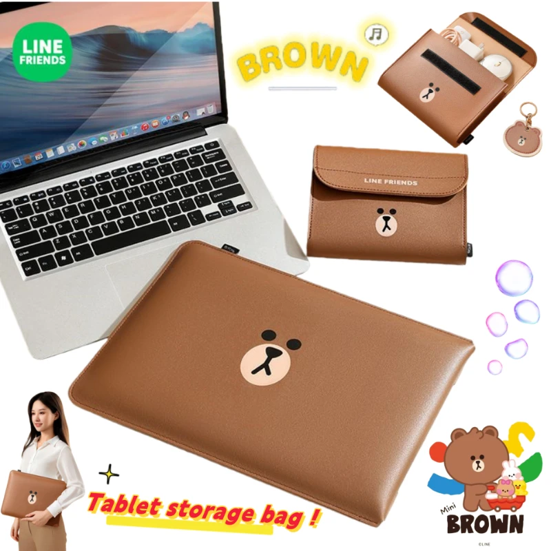 

New Brown Cony Sally Choco animation Two-dimensional Tablet Bag Headset Charger Multi-function Storage Bag for Boys and Girls