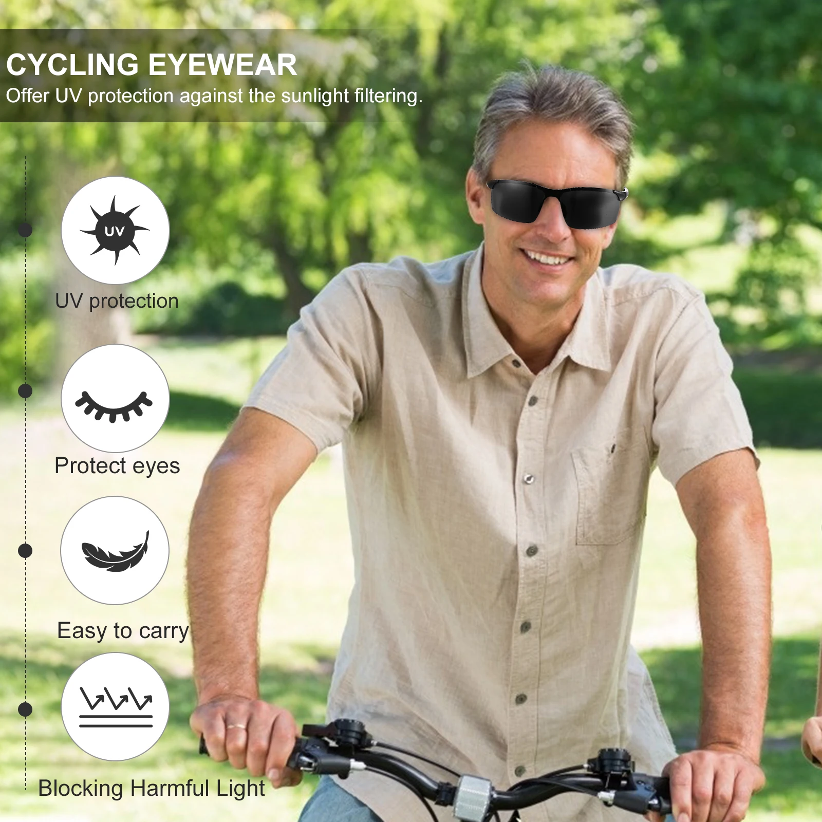 

Men Sunglasses Cycling Eyewear UV Protection Shatterproof Lightweight Durable Sports Windproof Glasses Riding Goggles Motocross