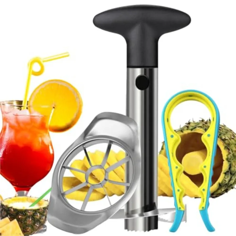 

Сердцевина и слайсер для ананаса, нержавеющая сталь, легко нарезка, пилинг, прочный инструмент для удаления сердцевины фруктов, овощечистка для свежего ананаса Ri