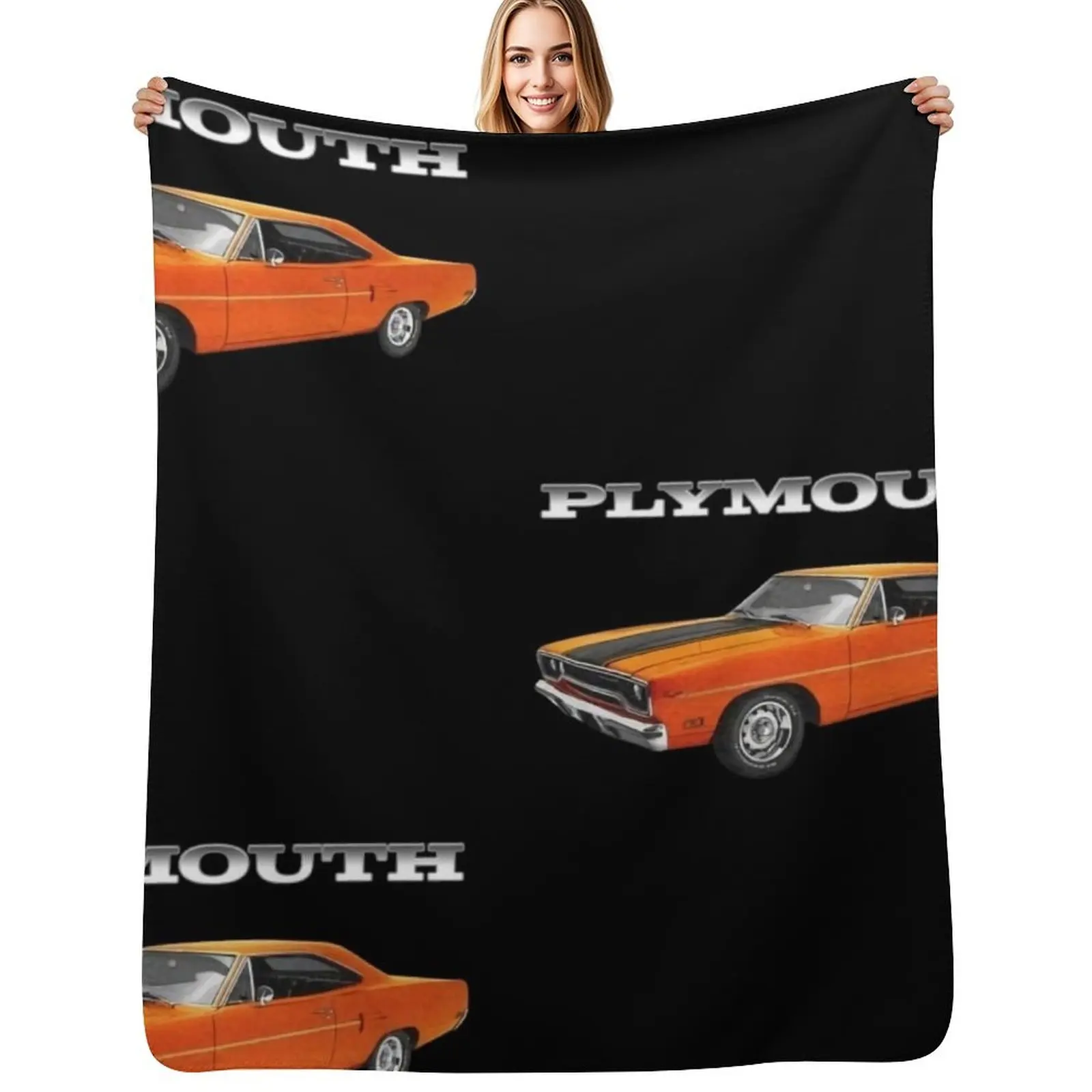 

1970 Plymouth Road Runner Orange Classic Guys Throw Blanket Cozy Throw Blanket Birthday Gift for Him Her