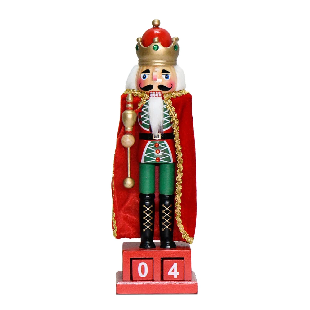 Cetro King Cascanueces de 35CM, decoración navideña de madera, calendario de Adviento creativo, juguetes, figura, adornos de centro de mesa para fiesta de Navidad
