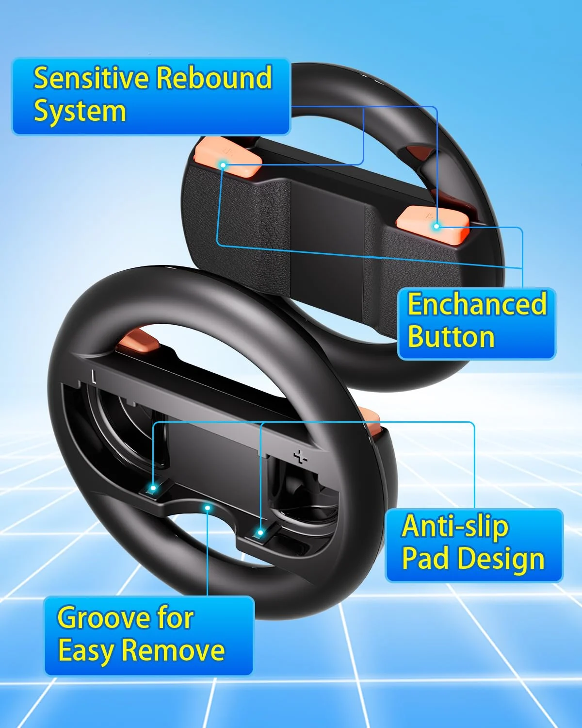 Volante para Switch Paquete de 2,2 Ruedas de juego de carreras para Switch 2, Accesorios de modo multijugador para Motion Racing GameTNS-3196