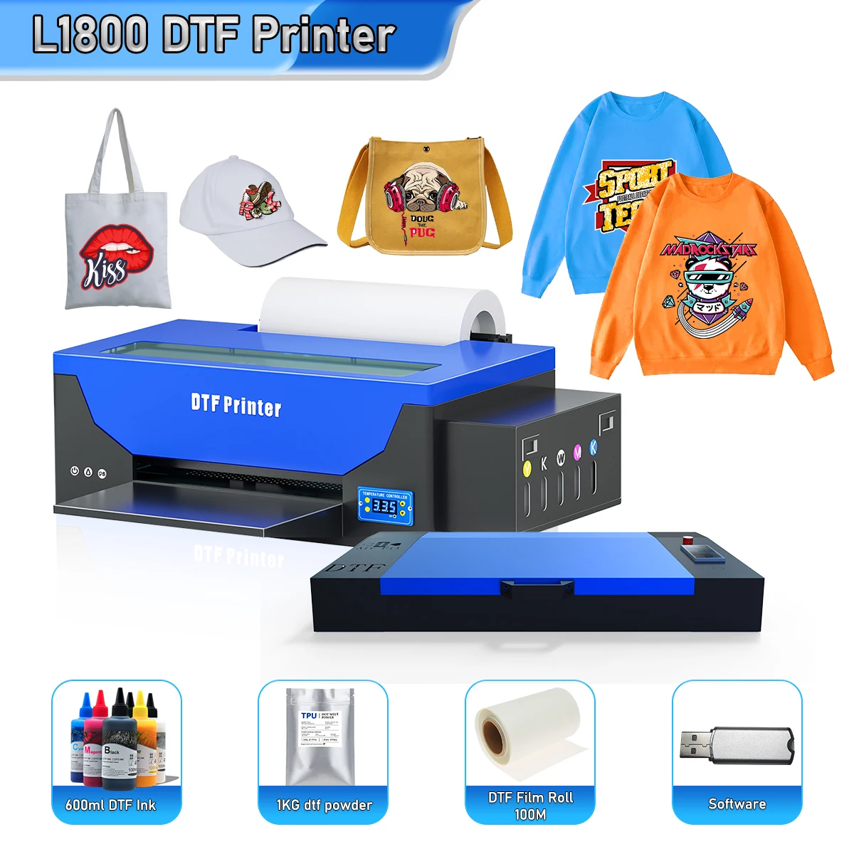 DTF Printer L1800 A3 DTF T-shirt Print Printer Heat Transfer Film Print For Hoodies Jeans Tshirt DTF T-shirt Printing Machine A3