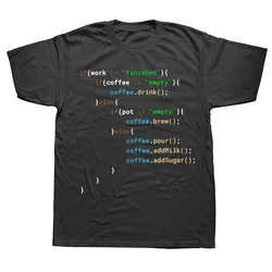 Funny Java Programmer Coffee Coding T-Shirt Coffee Lovers Geek Nerd Gift Tee Tops Summer 100% Cotton Casual EU Size T Shirts