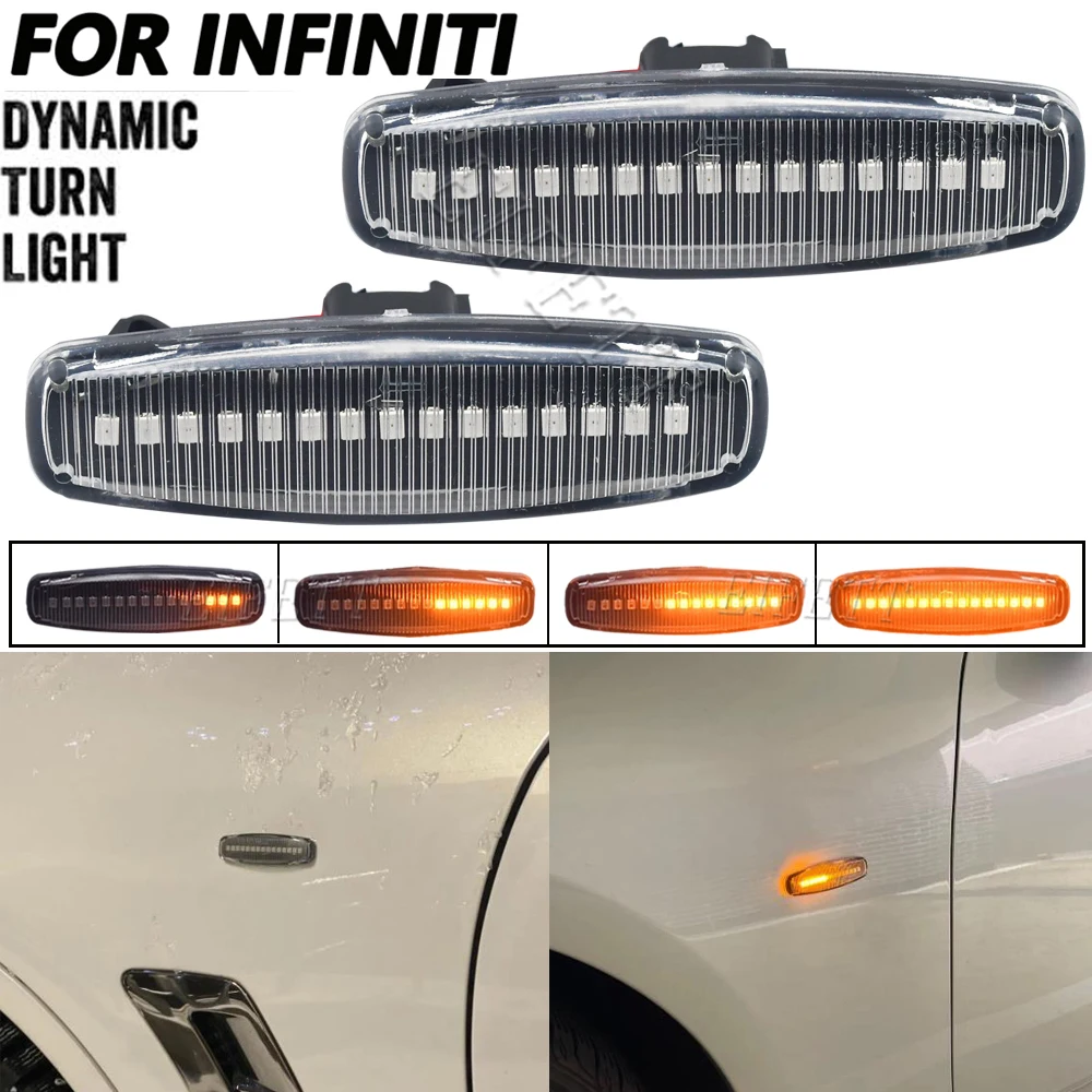 

1Pair Turn Signal Lights Dynamic Blinker LED Side Marker For Infiniti EX25 EX35 EX37 FX35 FX37 G25 G35 Q40 Q60 Q70 QX50 QX70 M37
