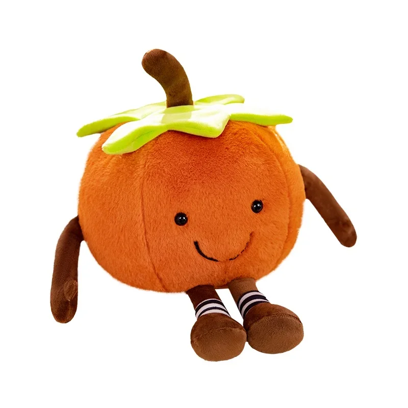 Hochwertige Cartoon Obst Persimmon Plüsch gefüllte Puppe Gemüse mit Bein weichen Plüsch Spielzeug Sofa Dekor Kind Geburtstags geschenk