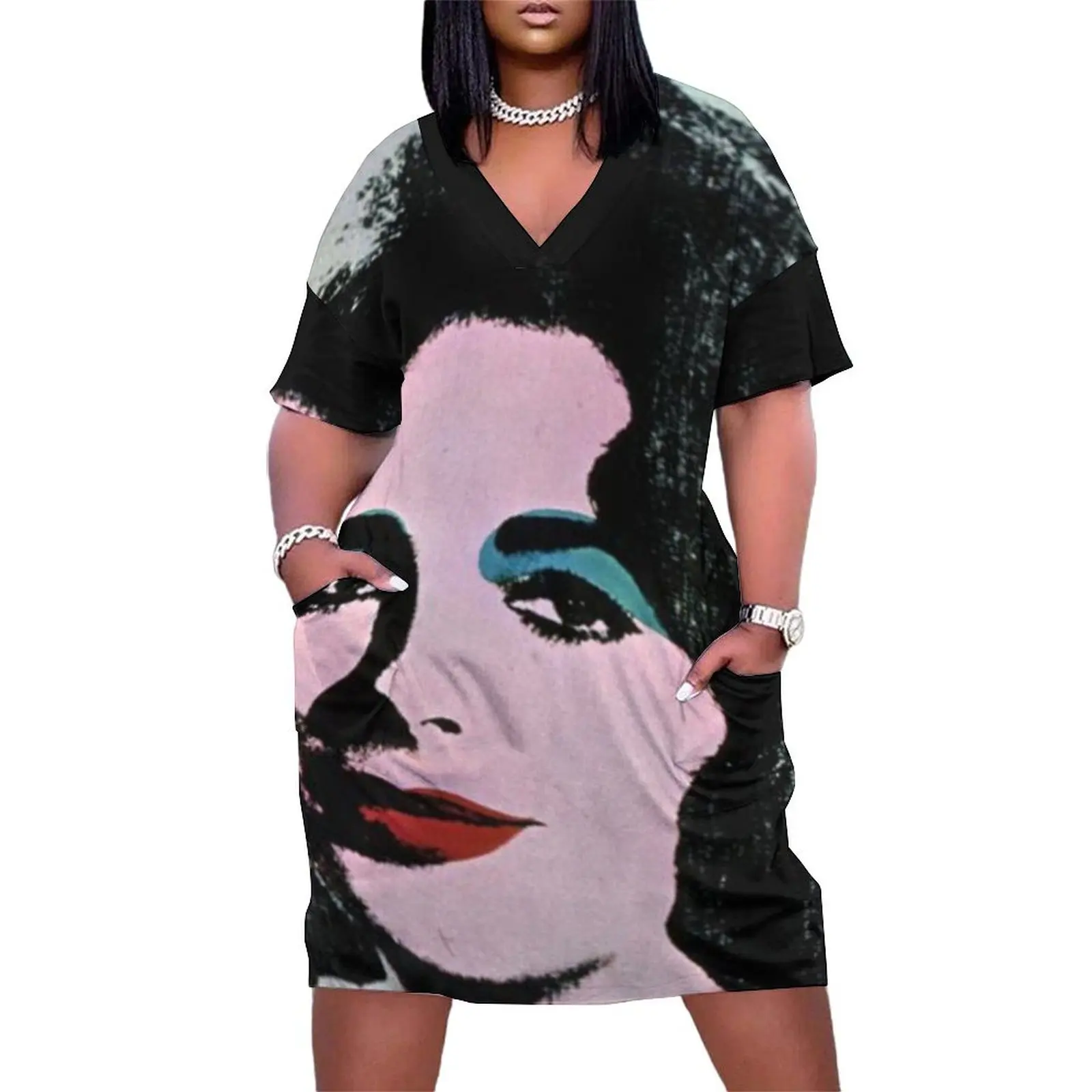 

andy warhol digital painting for sale Loose Pocket Dress Long dresses summer dress womens 2024